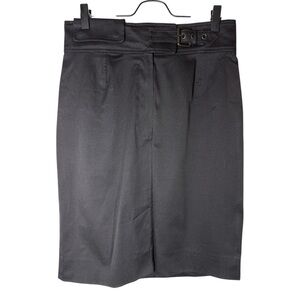 YSL Made in Italy Gray Knee-Length Pleated Pencil Skirt